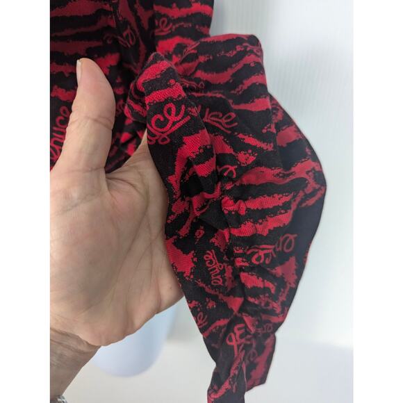 Vintage Y2K Enyce Cropped Jacket Red Black Animal Print Logo Ruched Size M - Picture 8 of 9